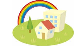 虹と家